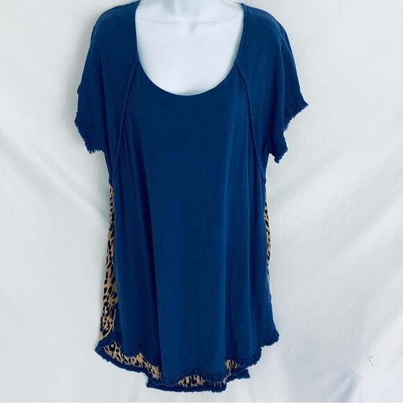 Blue and Leopard Print Women's Dress - Picture 1 of 10